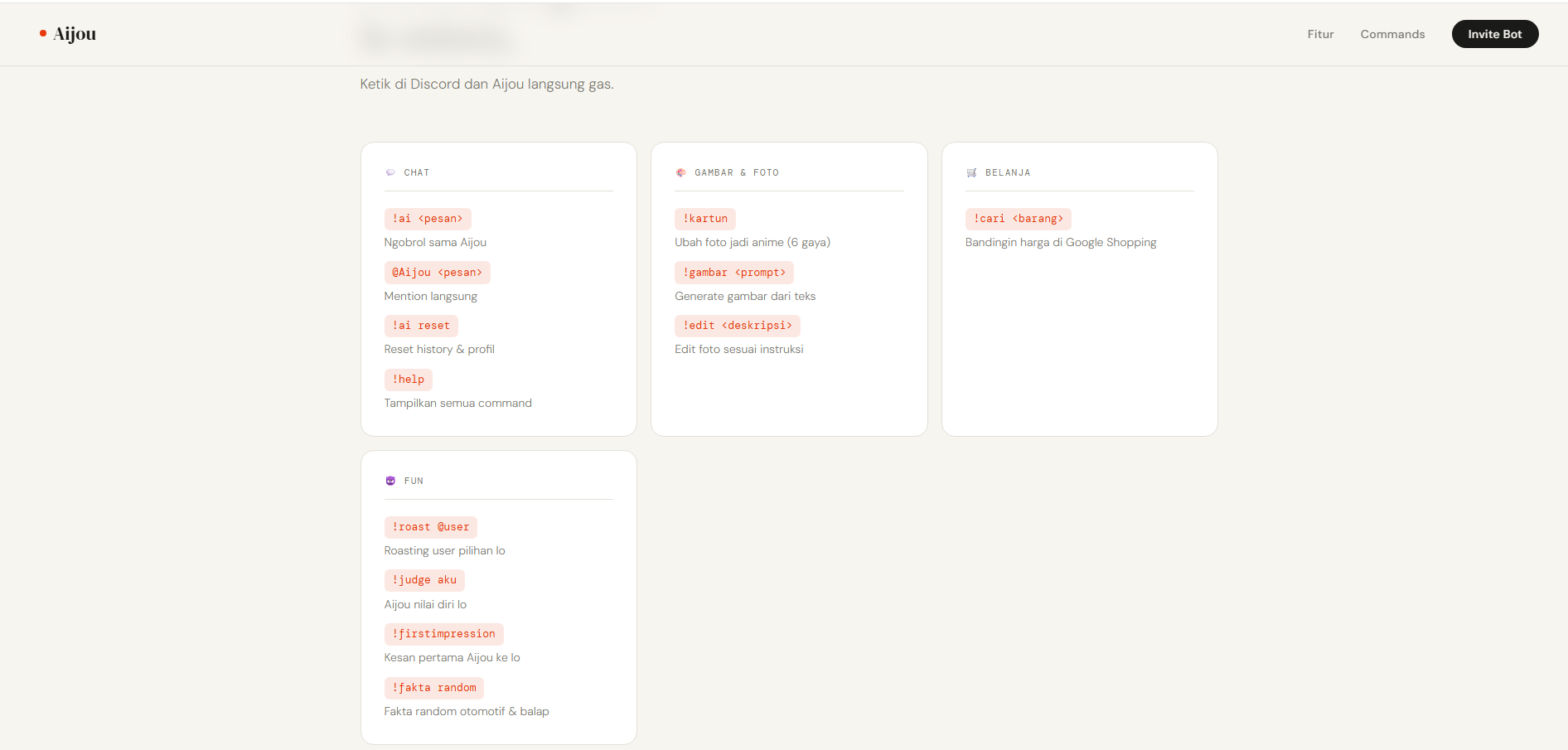 Aijou Bot Discord command library
