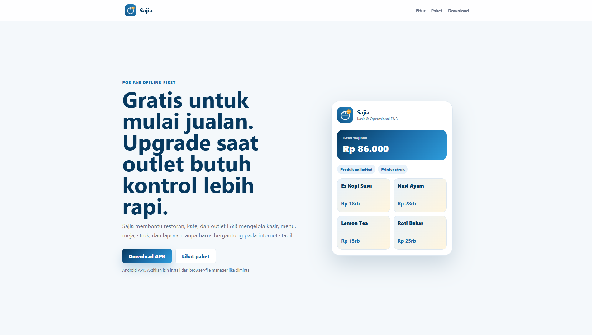 Sajia POS full interface